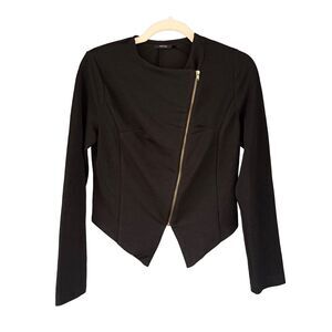 0929 Poetry Black Biker Motorcycle Jacket Size Small